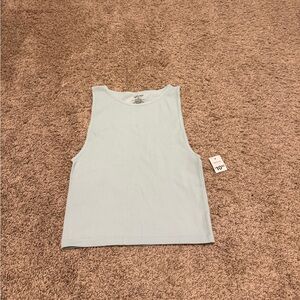 Light Green Cropped Ribbed Tank Top